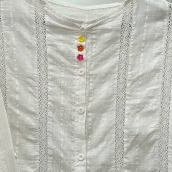 White Lace Button Blouse - Picture 2 of 3